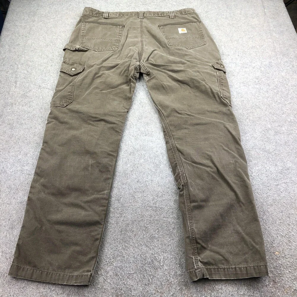 Carhartt Pants Mens 38x34 Green Canvas Cargo Relaxed Straight Workwear B342